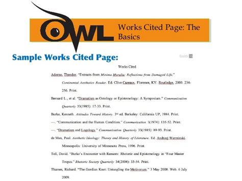 Owl And Purdue Mla Works Cited