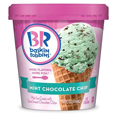 Vanilla flavored ice cream sprinkled with chocolate cookie pieces and swirled with a creme caramel ribbon. Baskin Robbins Mint Chocolate Chip Ice Cream | Which Mint ...