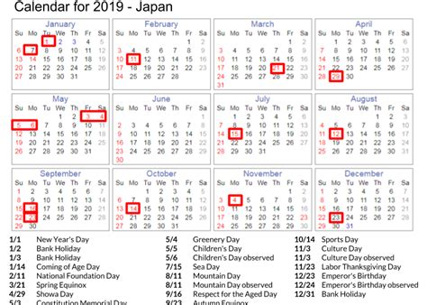 Image Result For 2019 Japan Calendar With Holidays Japan Travel Guide