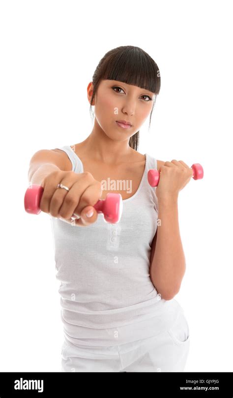 Fitness Girl With Hand Weights Stock Photo Alamy