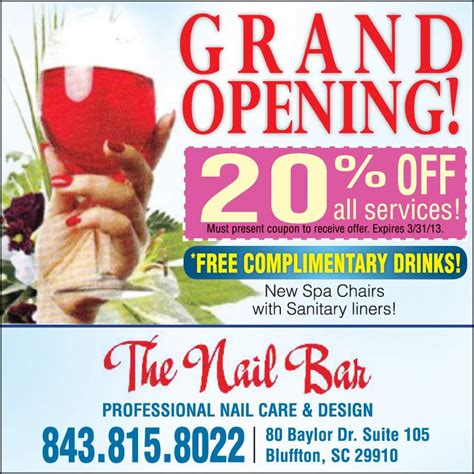 Grand Opening Of The Nail Bar 20 Off Coupon Deals For You May