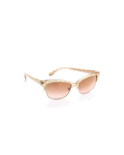 Kate Spade Shira Sunglasses Gold Glitter Brown Shaded Gold In