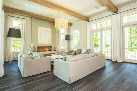 Gray Wood Floors Cottage Living Room Pizitz Home And
