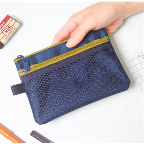 Dash And Dot Double Pocket Mesh Zipper Pouch Small Fallindesign