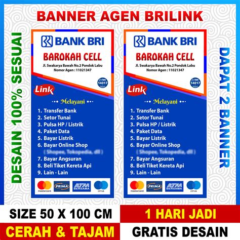Brilink Banner Spanduk Agen Bri Paket Banner Ukuran X Cm