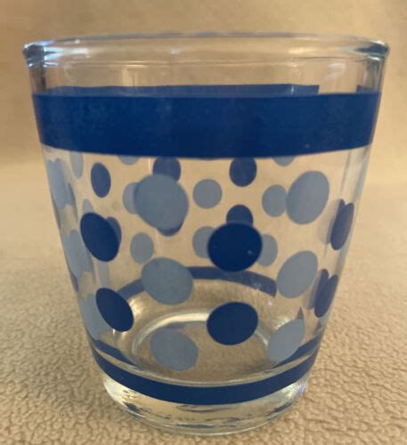 Vintage Hazel Atlas Pint Blue Polka Dot Sour Cream Glass Highly