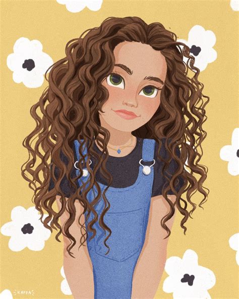 Flower Girl Curly Hair Cartoon Anime Curly Hair Curly Hair Drawing