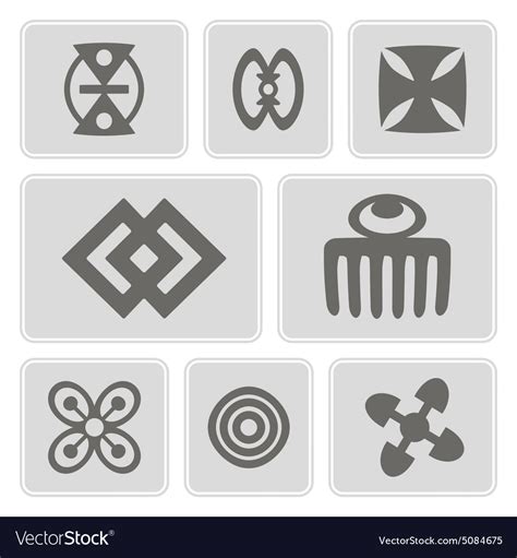 Monochrome Icons With Adinkra Symbols Royalty Free Vector