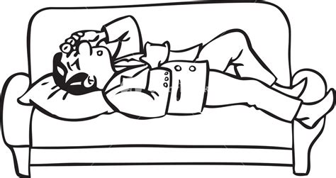 Illustration Of A Tired Man Lying On Sofa Royalty Free Stock Image