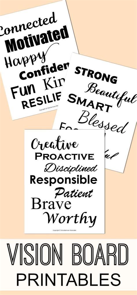 These Vision Board Printables Are Perfect For Adding The Words To