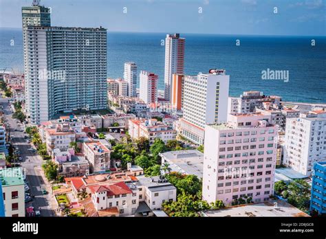 Aerial View Of El Vedado Neighborhood At Sunset La Habana La Havana