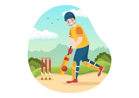 Premium Vector Batsman Playing Cricket Sport Illustration With Bat