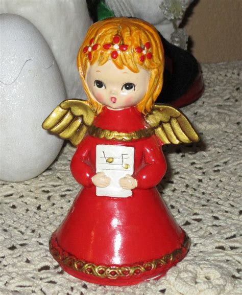 Vintage Christmas Choir Singing Angel Figurine Made In Japan Etsy