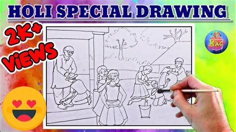 How To Draw Holi Festival Easy Drawing For Beginners Holi Special