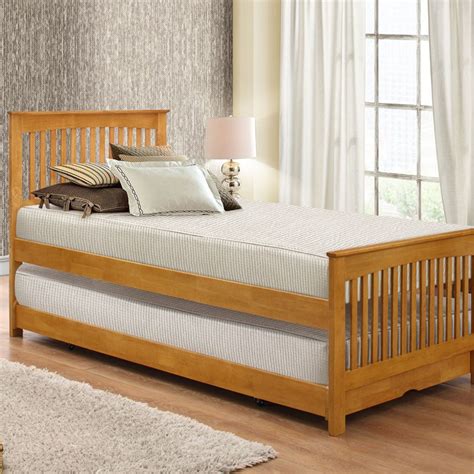 Toronto Oak Finish Wooden Guest Bed And Trundle 3ft Single