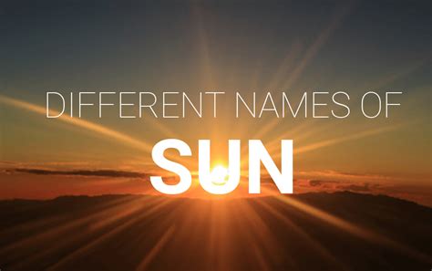 Different Names Of The Sun