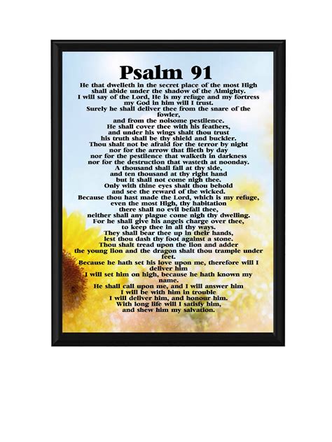 91st Psalm Kjv Digital Download Prayer For Gods Protection Large