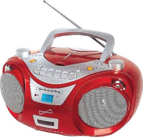 Supersonic Sc 709cdrd Portable Mp3cd Player Red Top Loading Cd