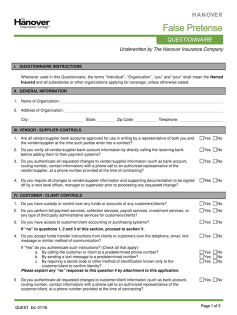 Since 1852, the hanover insurance group has been providing world class auto, home, and business insurance services to our customers. Hanover Insurance Group False Pretense Questionnaire 2018 - Fill and Sign Printable Template ...