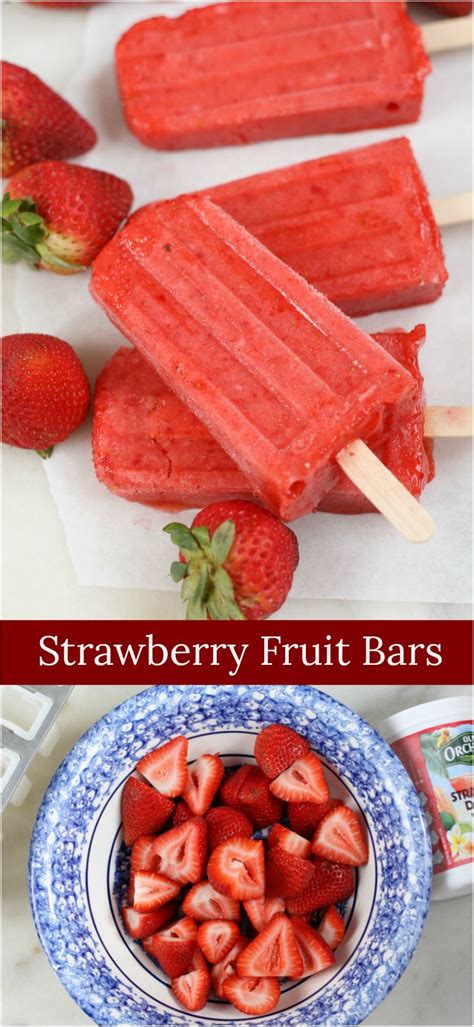 Strawberry Fruit Bars Healthy Popsicle Recipes Frozen Fruit Bars