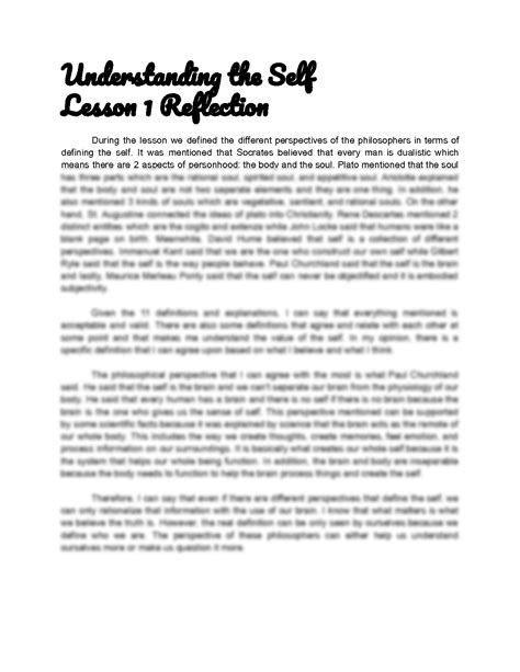Solution Understanding The Self Reflection Studypool
