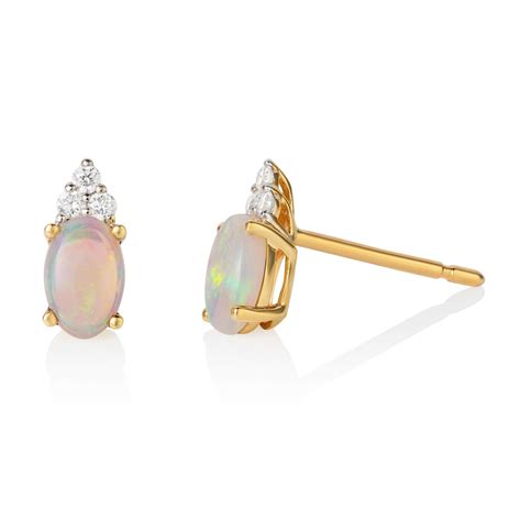 Opal And Diamond Stud Earrings Pravins