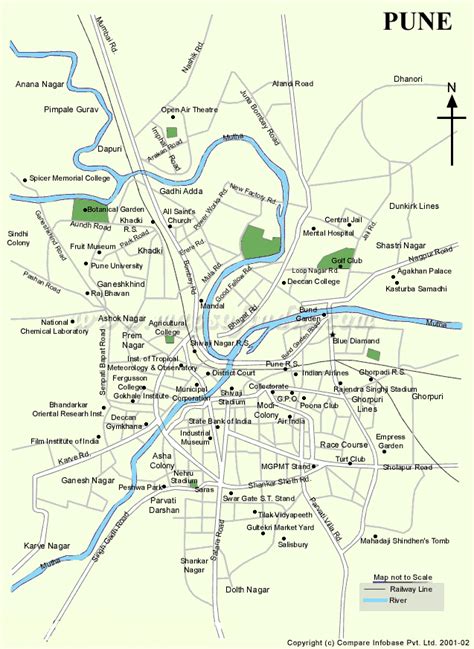 With a total area of 2.8 square kilometers, public green spaces and parks make up 0.018% of pune's total area, 15,598. Pune Map
