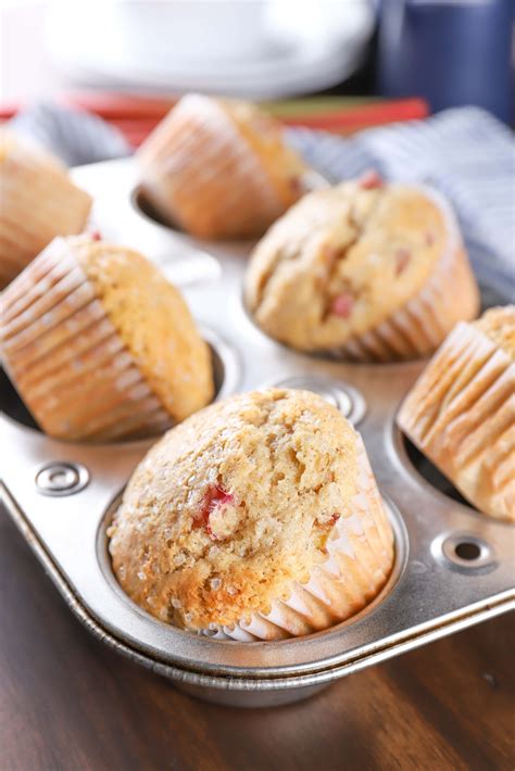 Bakery Style Rhubarb Muffins A Kitchen Addiction