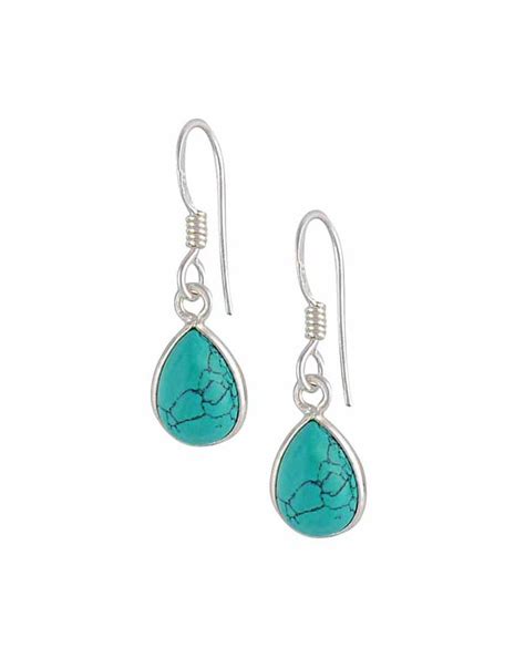 Sterling Silver Turquoise Teardrop Earrings The Opal