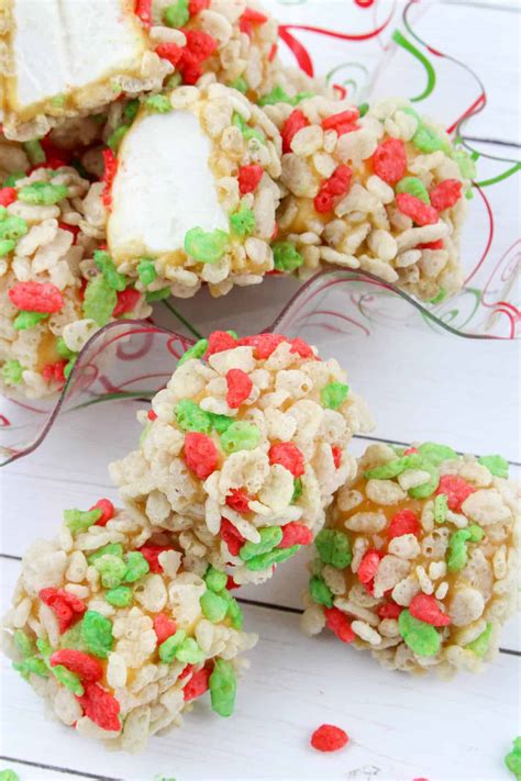 Christmas Caramel Marshmallow Rice Krispies Balls Moore Or Less Cooking