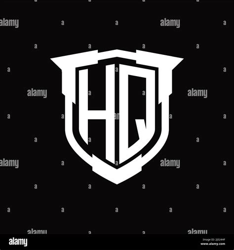 Hq Logo Monogram Letter With Shield Shape Design Template Stock Vector