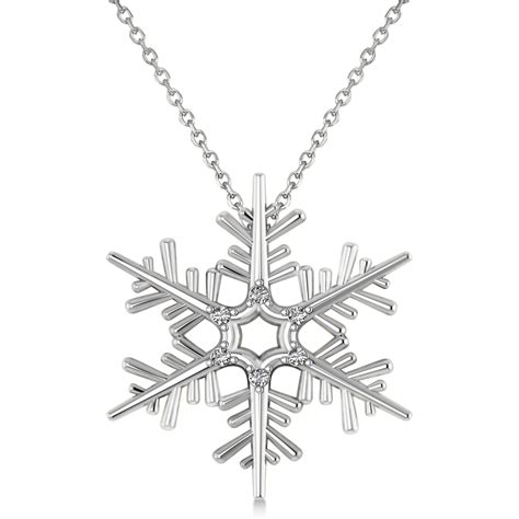 Diamond Snowflake Pendant Necklace 14k White Gold 006ct Ad1803