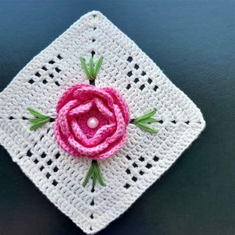 Granny Square Rose Pattern Crochet Rose Granny Square Pattern Crochet