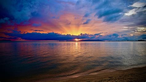 Wallpaper Photography Sunset Beach Clouds 1920x1080