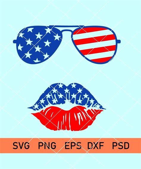 Merica Lips And Sunglasses Svg Merica Sunglasses Svg 4th Of July Sunglasses Svg Patriotic