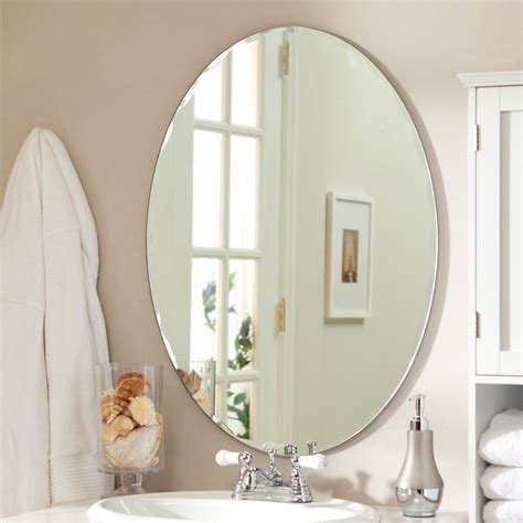 Medium 22 X 28 Oval Beveled Odelia Frameless Wall Mirror By Décor Wonderland