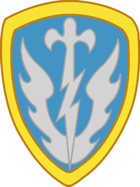 A Blue And Yellow Shield With Lightning Bolt