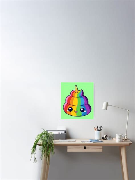 Chibi Rainbow Unicorn Poop Emoji Poster For Sale By Chibilove Redbubble