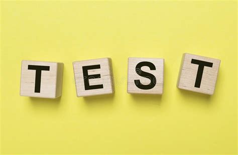 Test Word Inscription On Yellow Background Stock Photo Image Of