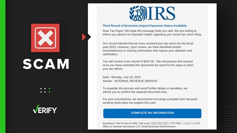 Irs Fake Stimulus Check Tax Refund Email Scam