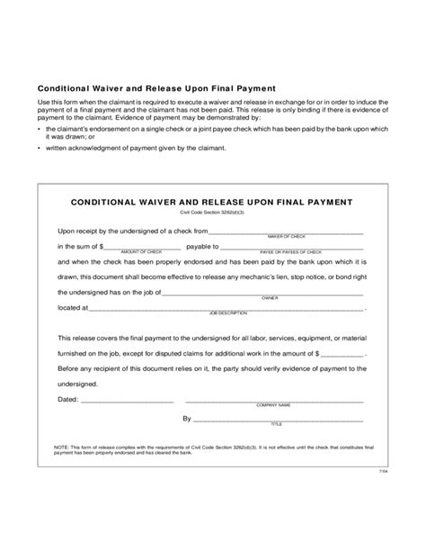 conditional  unconditional waiver  release forms