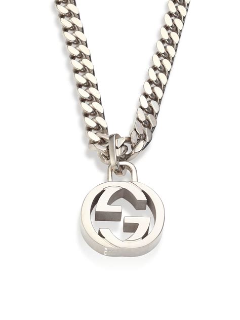 Gucci Interlocking Gg Sterling Silver Necklace In Metallic For Men Lyst