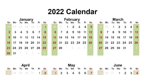 2022 Calendar Printable One Page Printable 2022 Calendar One Page