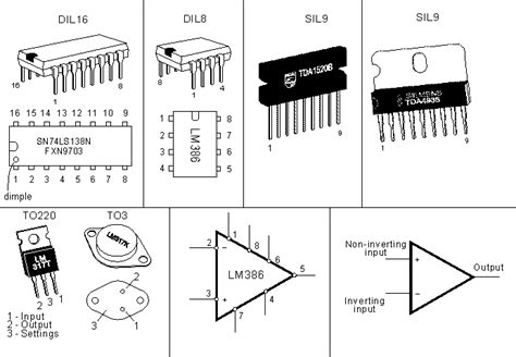 Pin Out And Symbols For Some Common Integrated Circuits Electronics