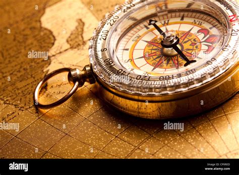 Vintage Navigation Equipment Compass And Other Tools Stock Photo Alamy