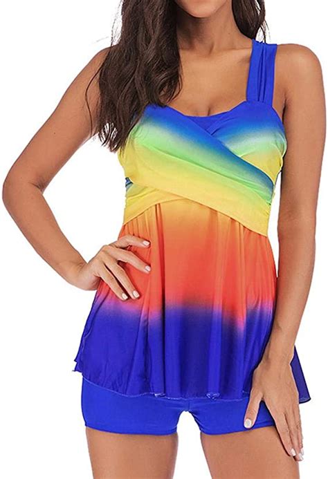 Yebiral Tankini Set Damen Große Größen 2pcs Frauen Farbverlauf