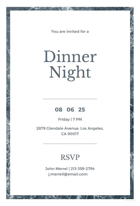Formal Invitation Template For Dinner Cards Design Templates