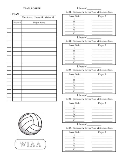 Washington Volleyball Team Roster Sheet Wiaa Download Printable Pdf