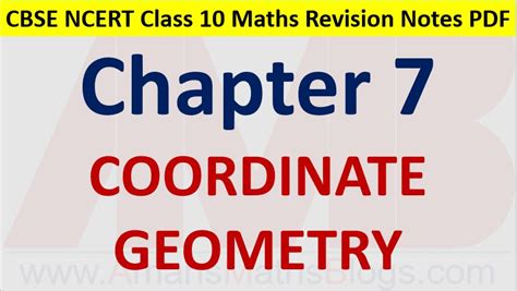 Coordinate Geometry Cbse Ncert Notes Class 10 Maths Chapter 7 Pdf