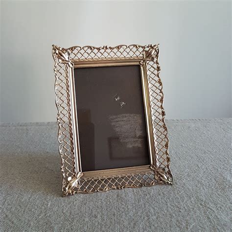3 12 X 5 Gold Metal Picture Frame W Ornate Etsy Metal Picture
